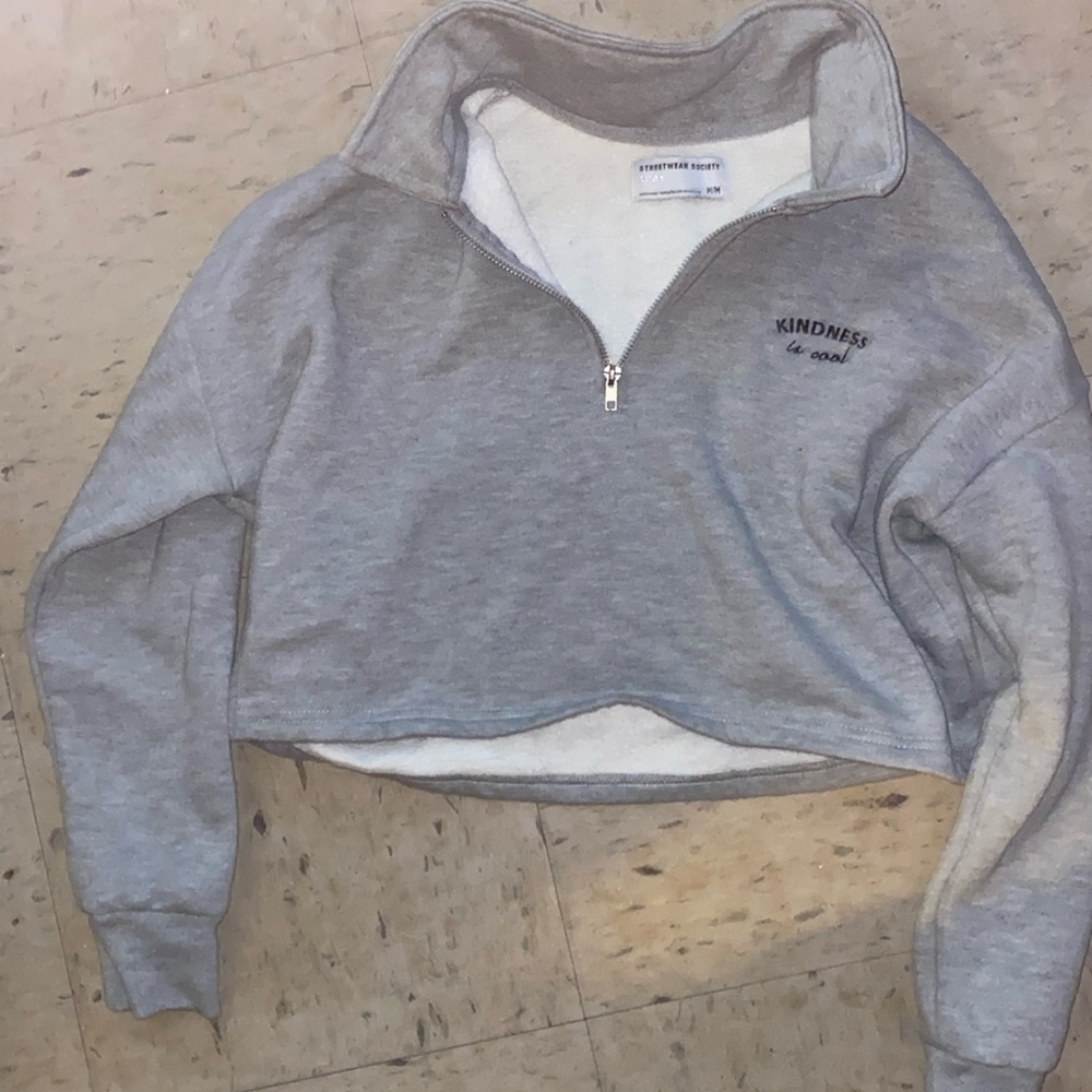 Streetwear Society  Embroidered Fleece Quarter Zip Sweater